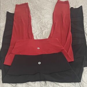 lululemon athletica Red and Black Leggings